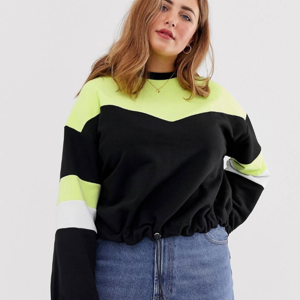 ASOS DESIGN Curve Sweatshirt in Neon Colorblock